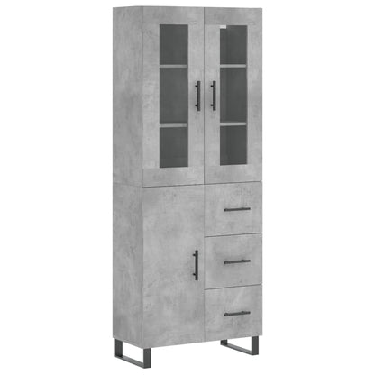 Credenza Grigio Cemento 69,5x34x180 cm in Legno Multistrato