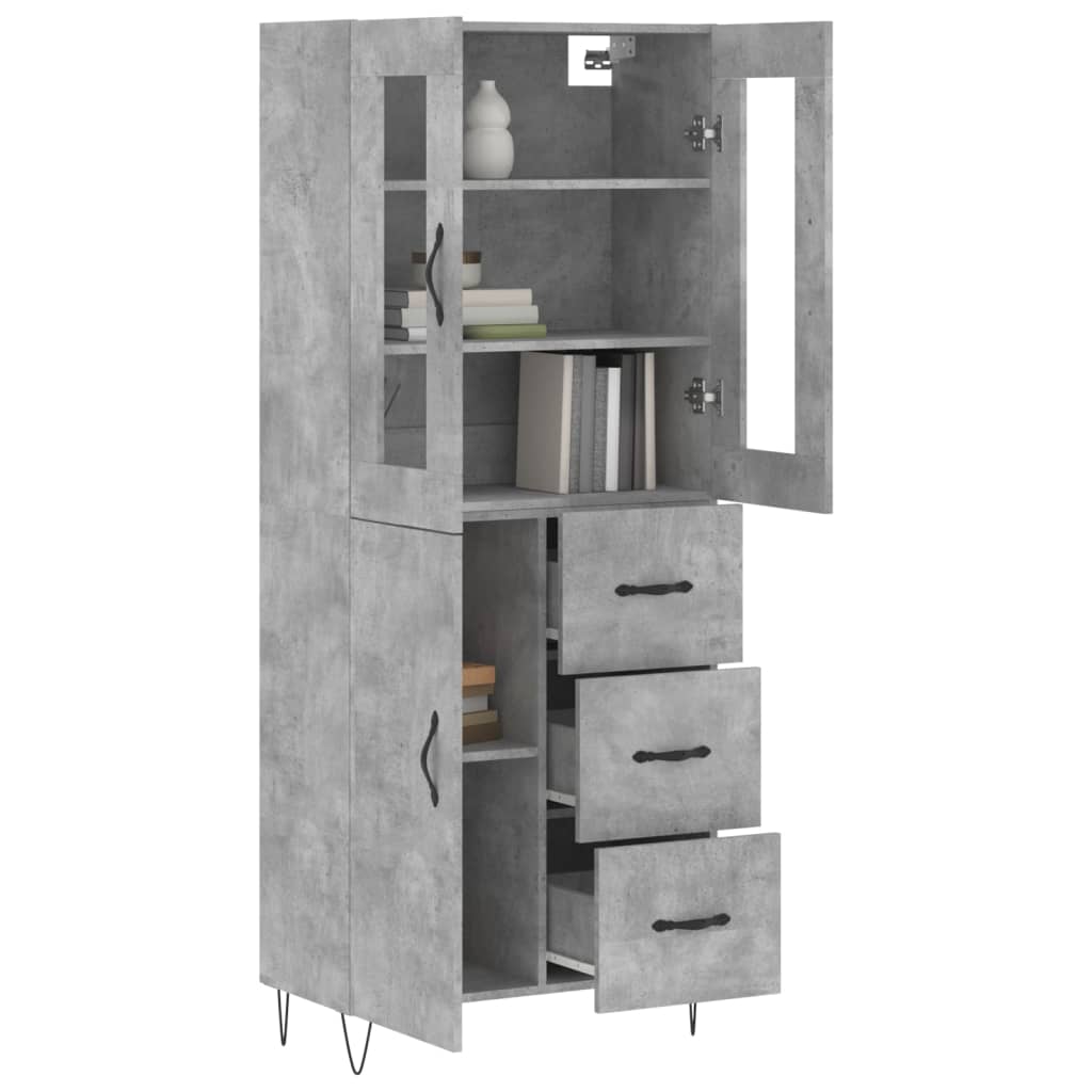 Credenza Grigio Cemento 69,5x34x180 cm in Legno Multistrato - homemem39