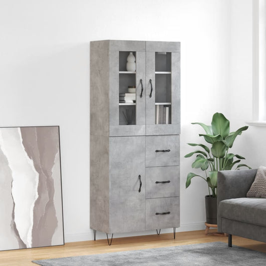 Credenza Grigio Cemento 69,5x34x180 cm in Legno Multistrato - homemem39