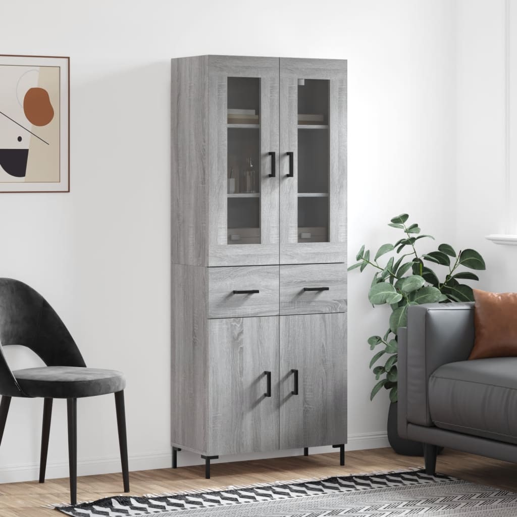 Credenza Grigio Sonoma 69,5x34x180 cm in Legno Multistrato - homemem39