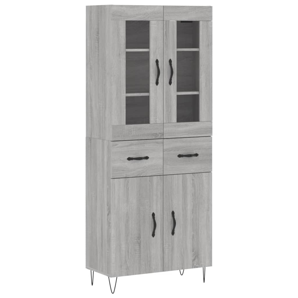 Credenza Grigio Sonoma 69,5x34x180 cm in Legno Multistrato - homemem39
