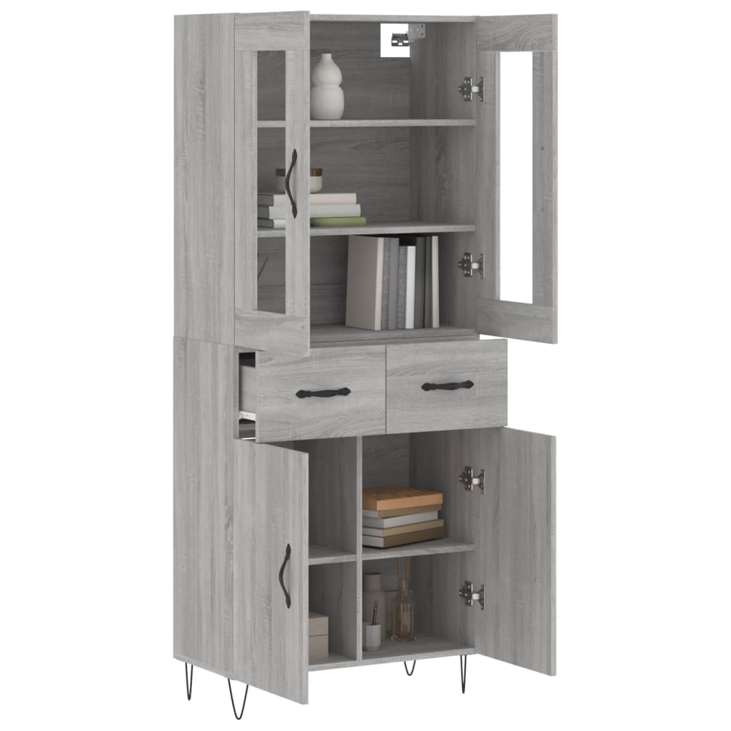 Credenza Grigio Sonoma 69,5x34x180 cm in Legno Multistrato - homemem39