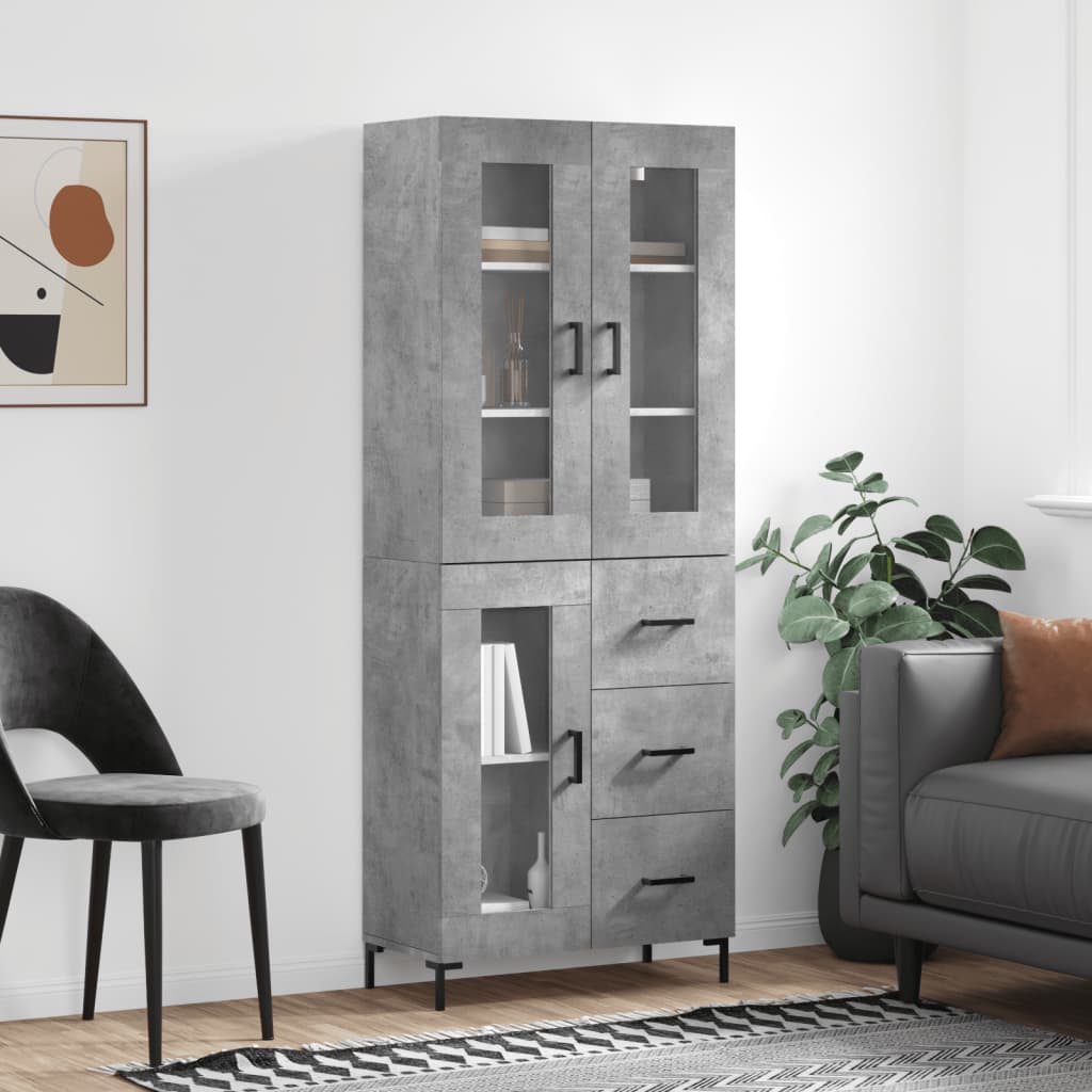Credenza Grigio Cemento 69,5x34x180 cm in Legno Multistrato - homemem39