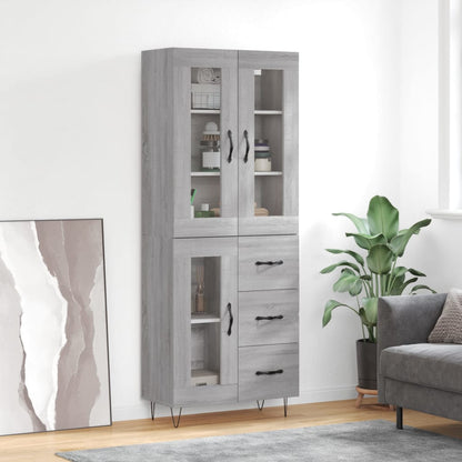Credenza Grigio Sonoma 69,5x34x180 cm in Legno Multistrato - homemem39