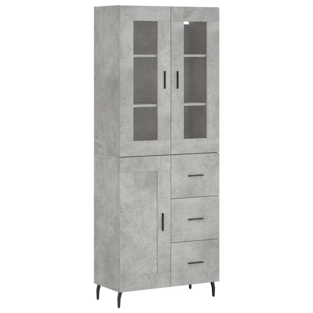 Credenza Grigio Cemento 69,5x34x180 cm in Legno Multistrato | homemem39