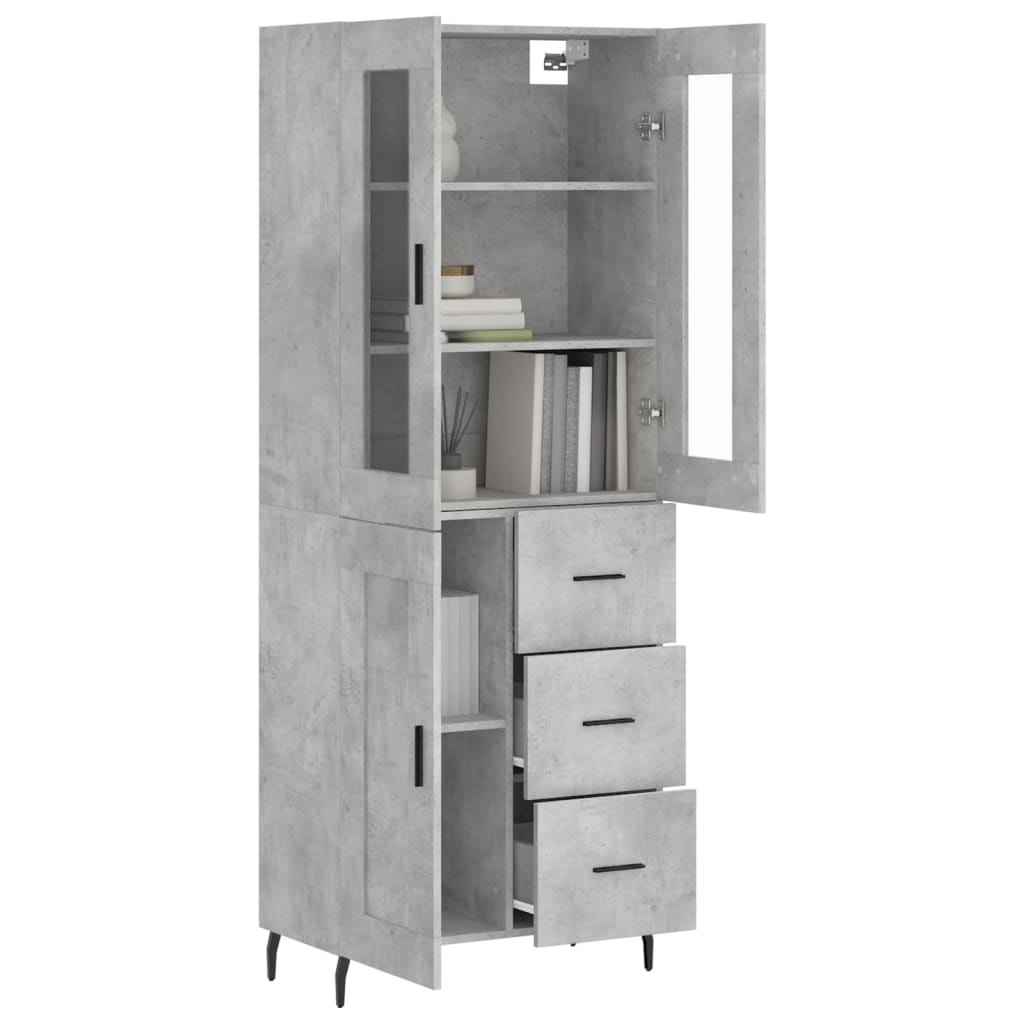 Credenza Grigio Cemento 69,5x34x180 cm in Legno Multistrato | homemem39
