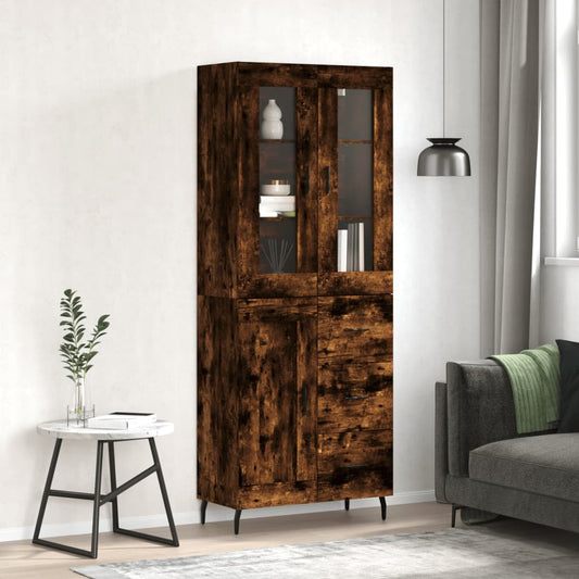 Credenza Rovere Fumo  69,5x34x180 cm in Legno Multistrato