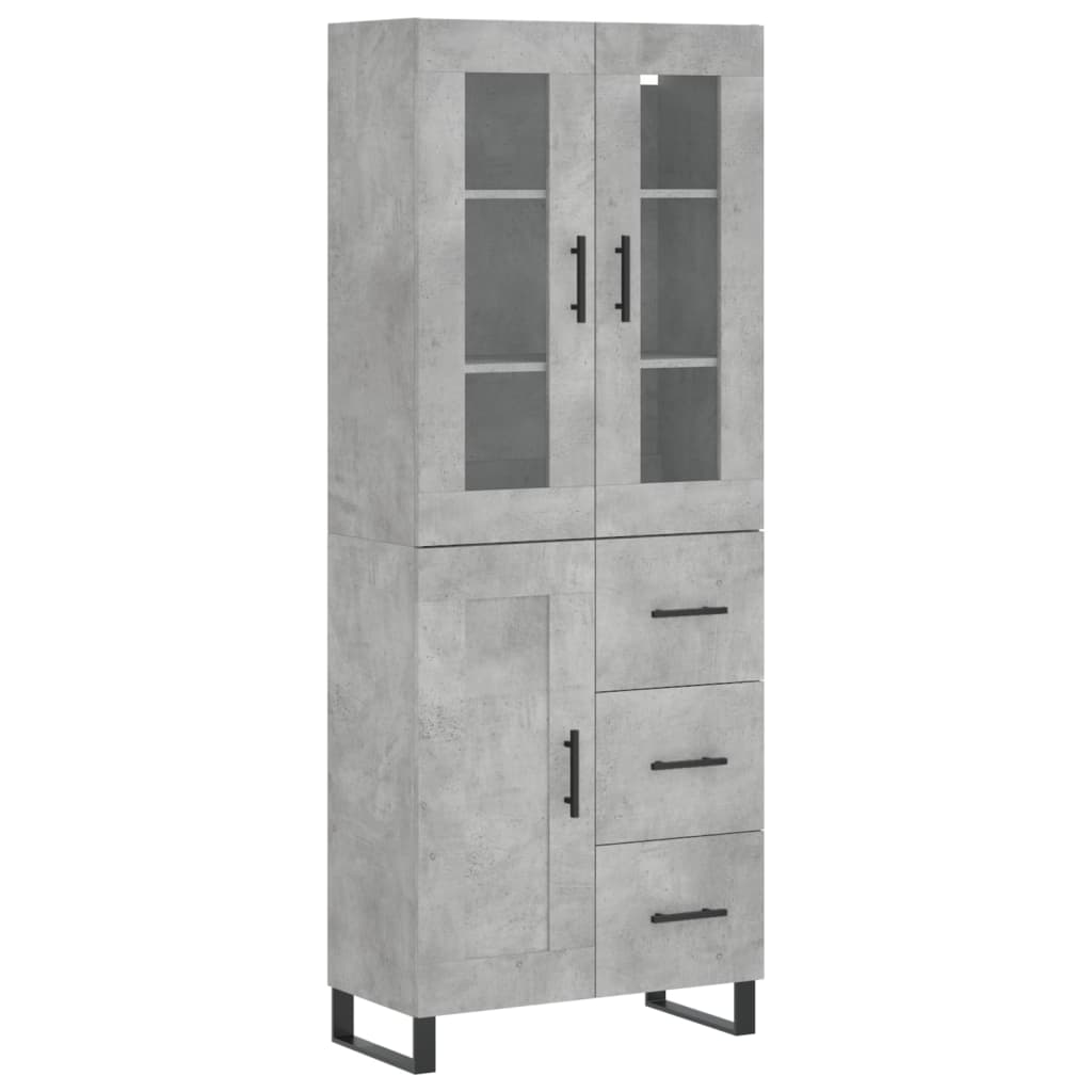 Credenza Grigio Cemento 69,5x34x180 cm in Legno Multistrato