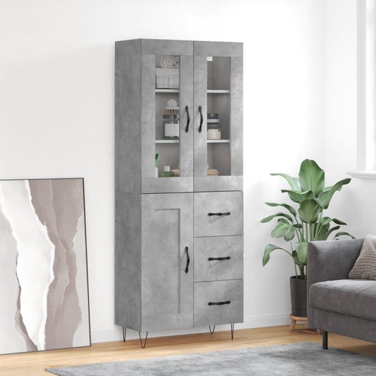 Credenza Grigio Cemento 69,5x34x180 cm in Legno Multistrato - homemem39