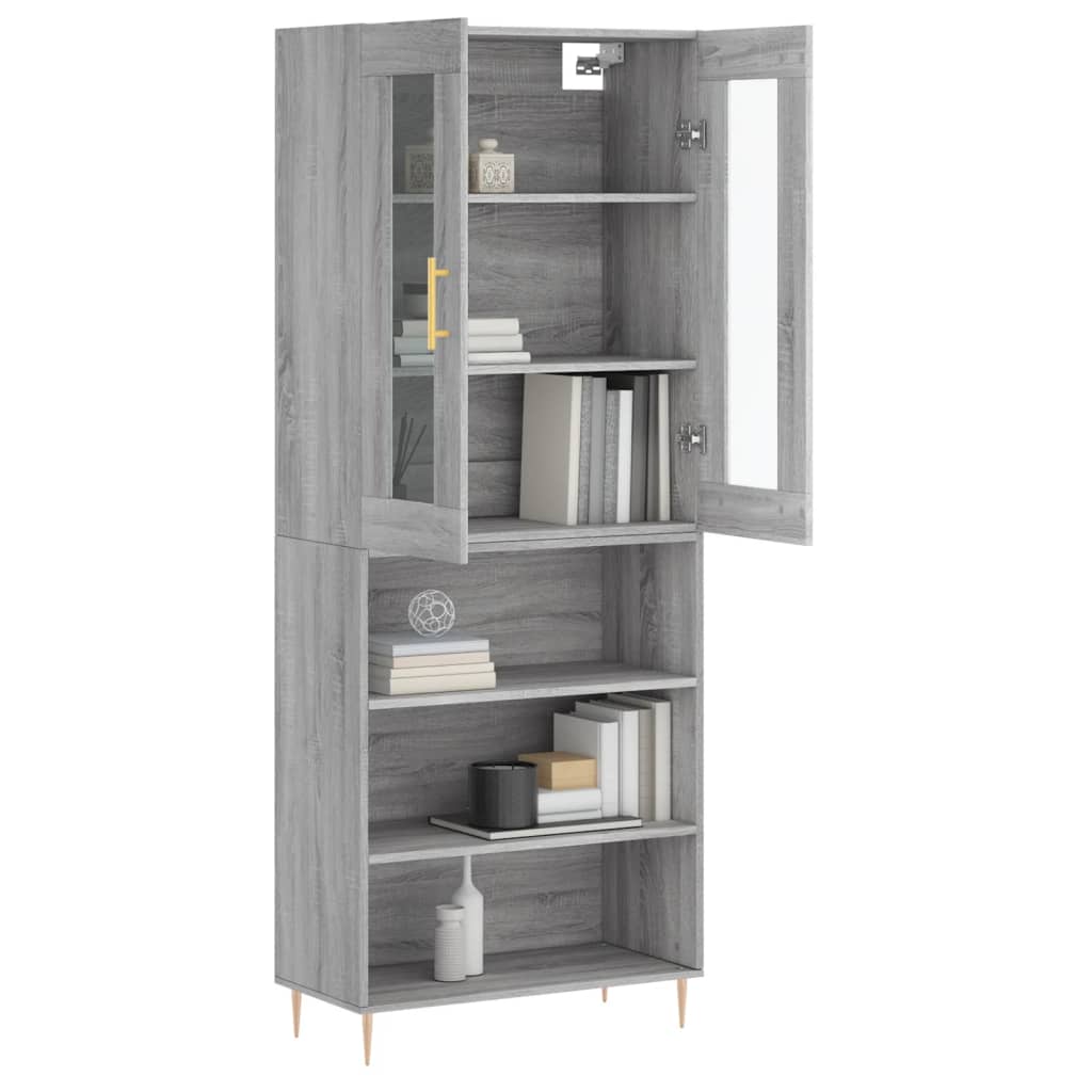 Credenza Grigio Sonoma 69,5x34x180 cm in Legno Multistrato | homemem39