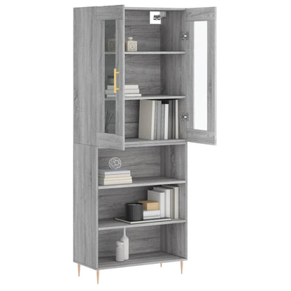 Credenza Grigio Sonoma 69,5x34x180 cm in Legno Multistrato | homemem39