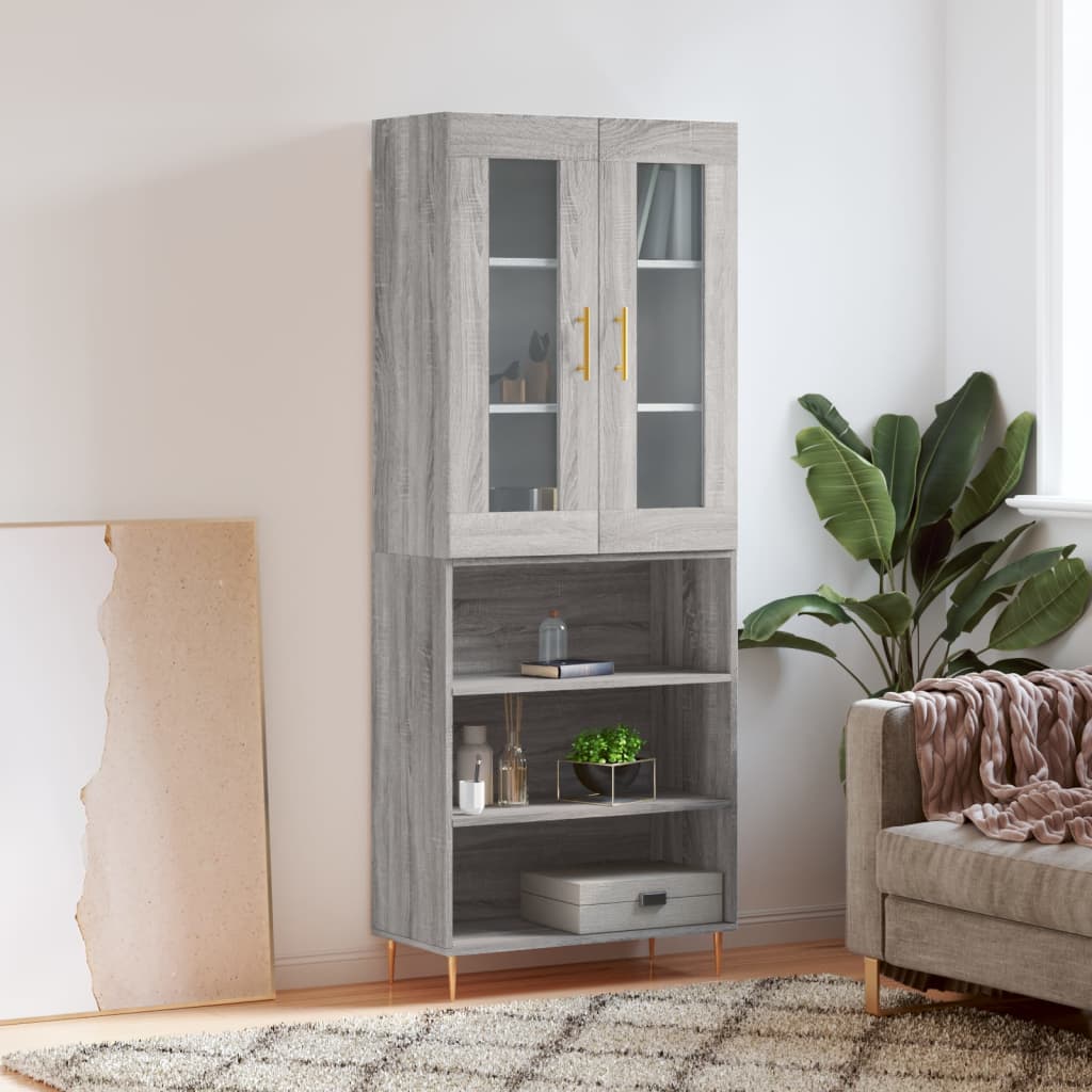 Credenza Grigio Sonoma 69,5x34x180 cm in Legno Multistrato | homemem39