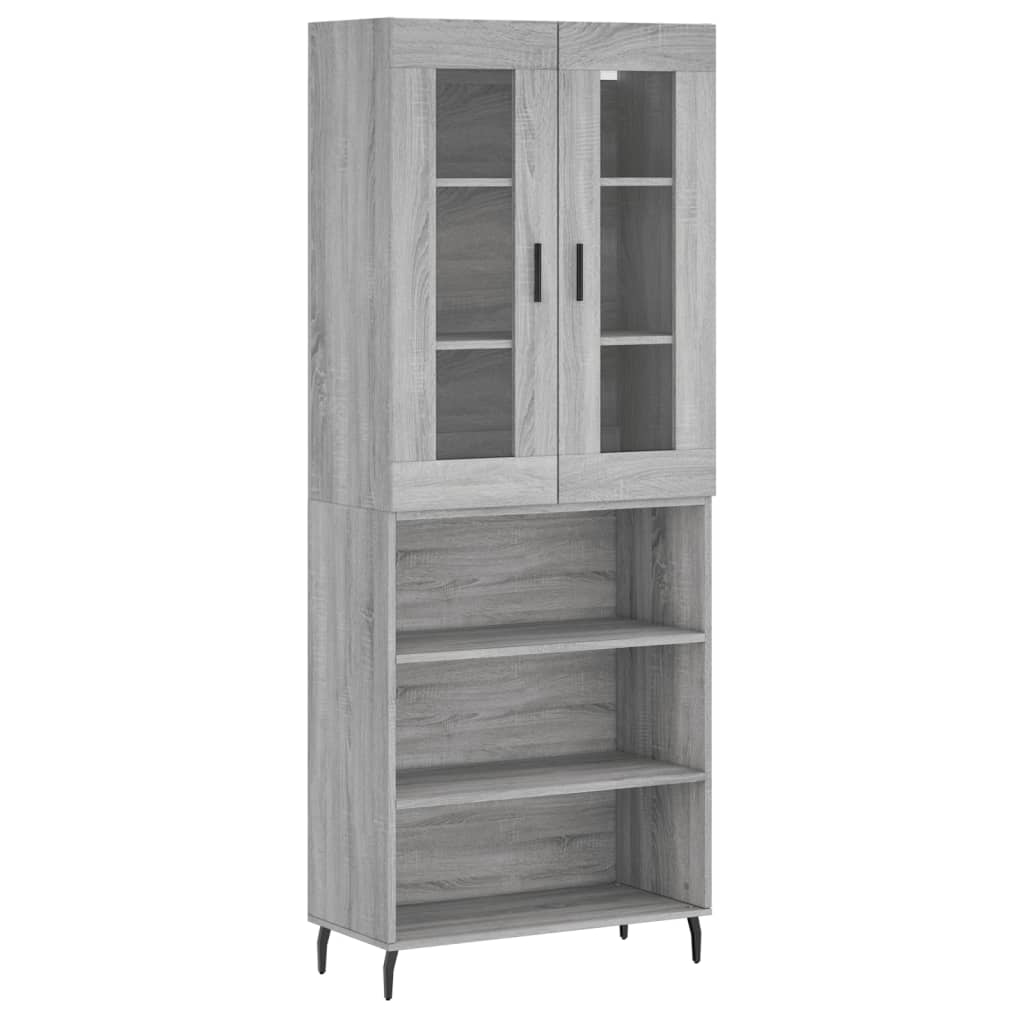 Credenza Grigio Sonoma 69,5x34x180 cm in Legno Multistrato