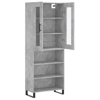 Credenza Grigio Cemento 69,5x34x180 cm in Legno Multistrato