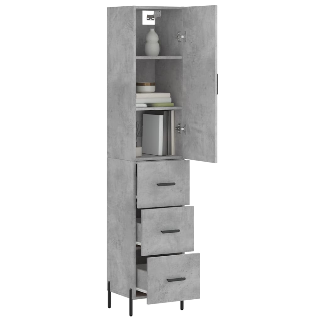 Credenza Grigio Cemento 34,5x34x180 cm in Legno Multistrato - homemem39