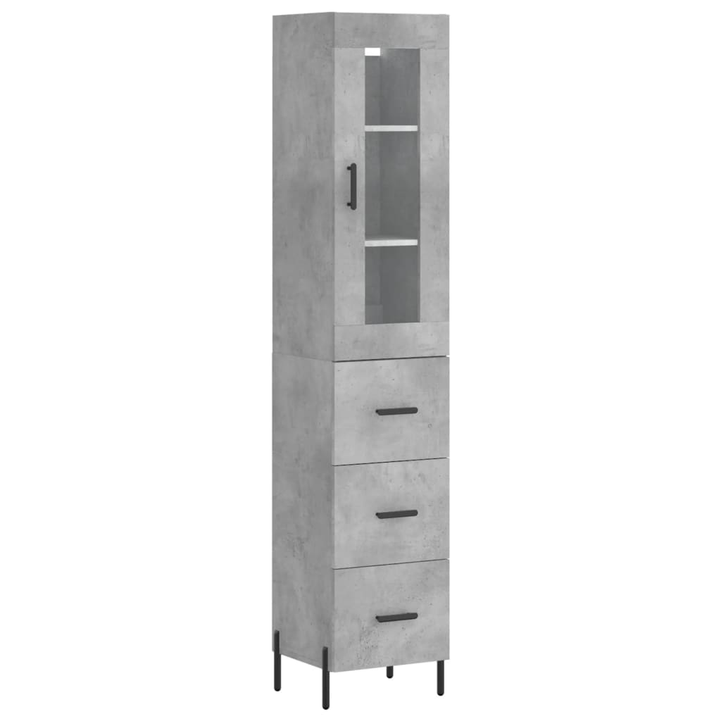 Credenza Grigio Cemento 34,5x34x180 cm in Legno Multistrato - homemem39