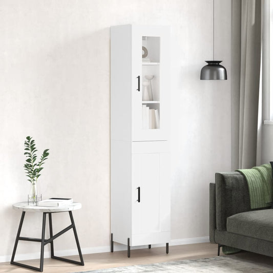 Credenza Bianca 34,5x34x180 cm in Legno Multistrato | homemem39