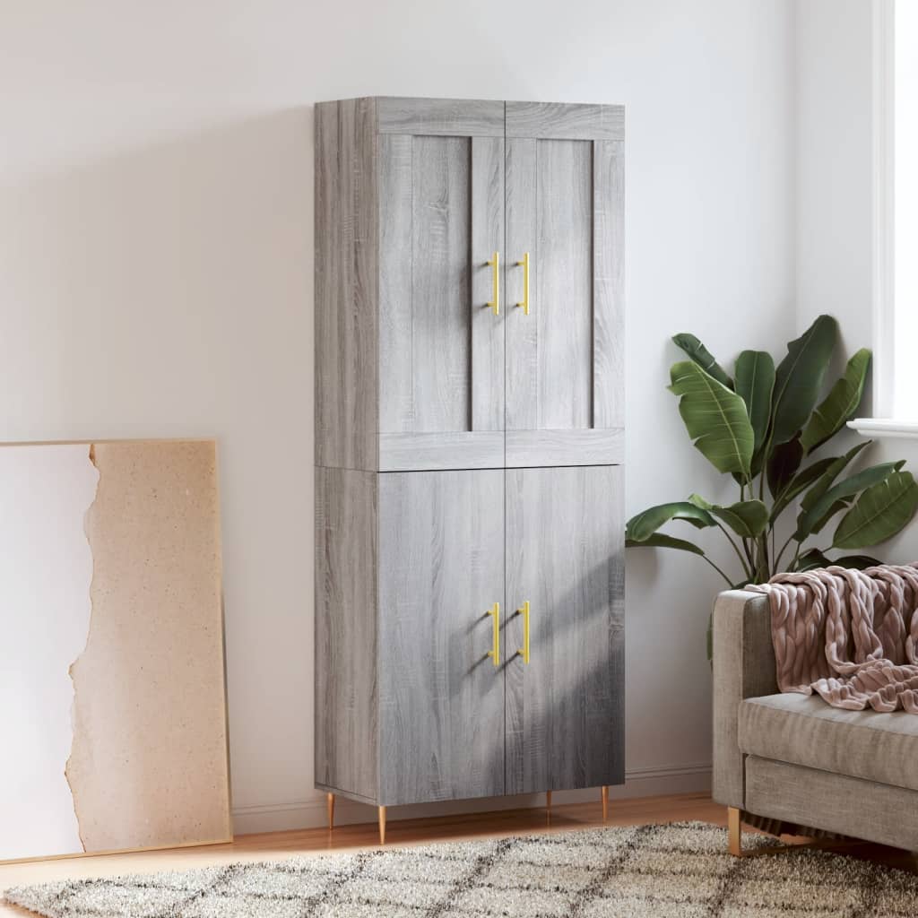 Credenza Grigio Sonoma 69,5x34x180 cm in Legno Multistrato | homemem39