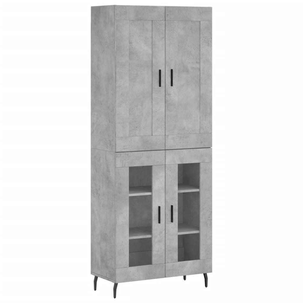 Credenza Grigio Cemento 69,5x34x180 cm in Legno Multistrato