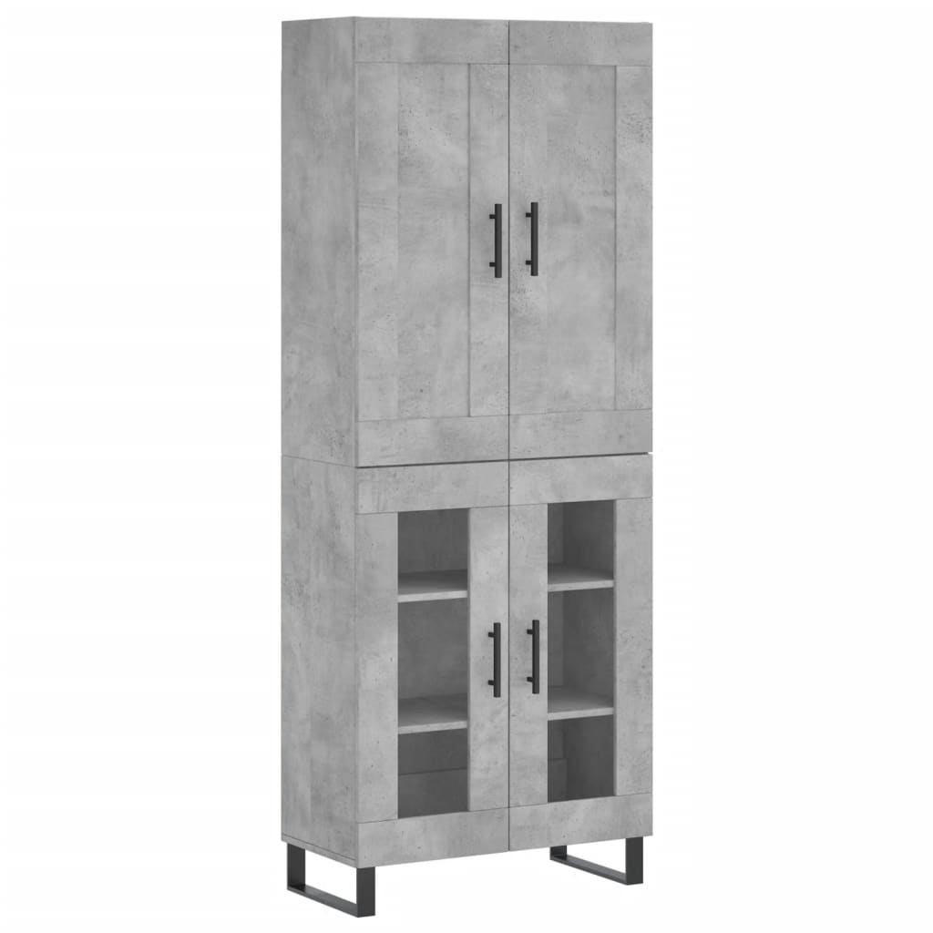 Credenza Grigio Cemento 69,5x34x180 cm in Legno Multistrato