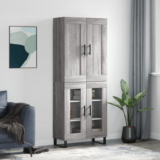 Credenza Grigio Sonoma 69,5x34x180 cm in Legno Multistrato