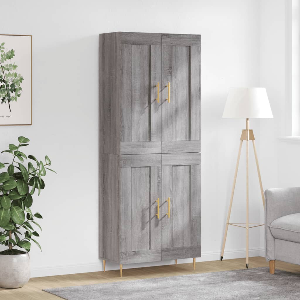 Credenza Grigio Sonoma 69,5x34x180 cm in Legno Multistrato | homemem39