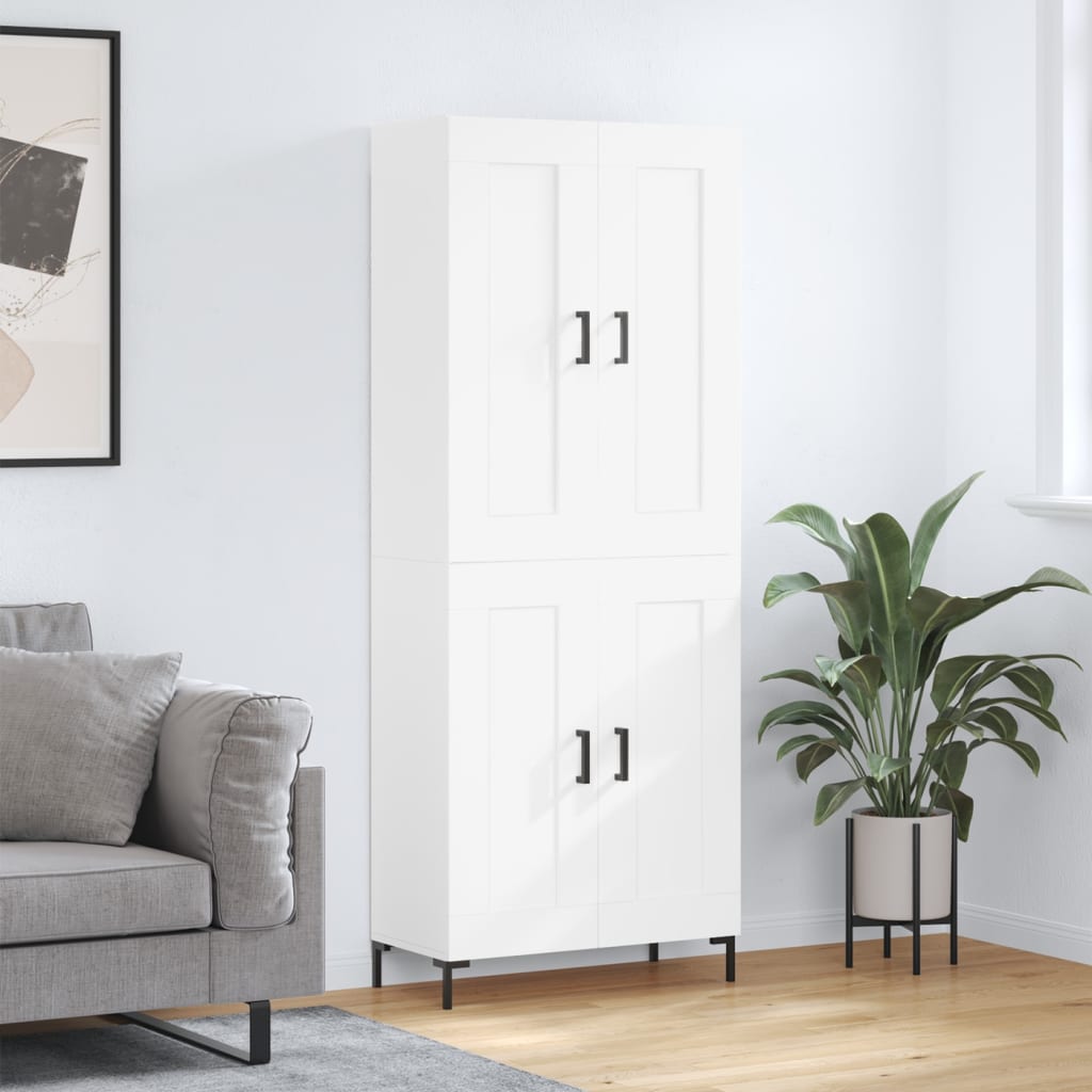 Credenza Bianca 69,5x34x180 cm in Legno Multistrato | homemem39