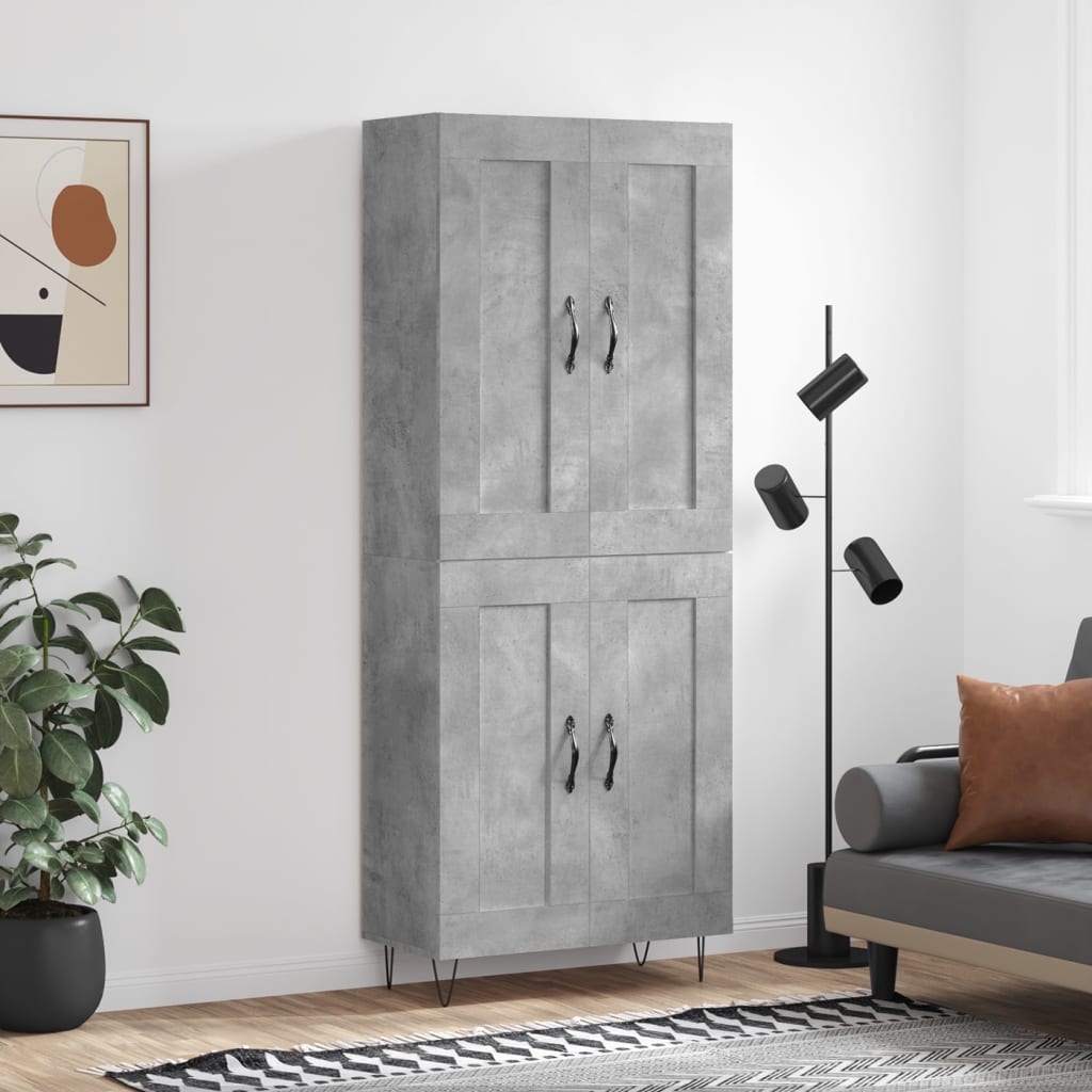 Credenza Grigio Cemento 69,5x34x180 cm in Legno Multistrato - homemem39