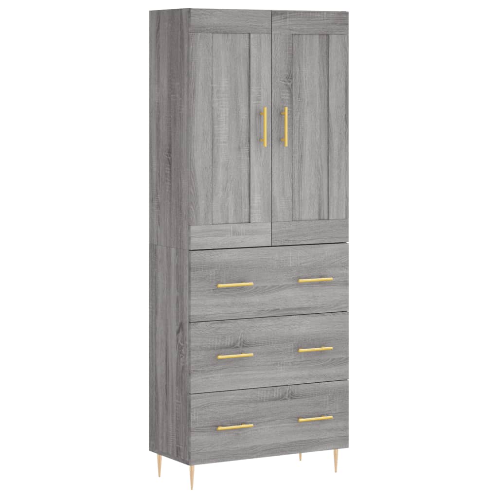 Credenza Grigio Sonoma 69,5x34x180 cm in Legno Multistrato