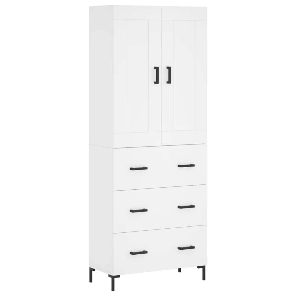 Credenza Bianca 69,5x34x180 cm in Legno Multistrato