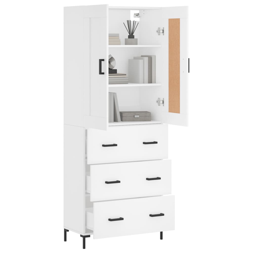 Credenza Bianca 69,5x34x180 cm in Legno Multistrato | homemem39