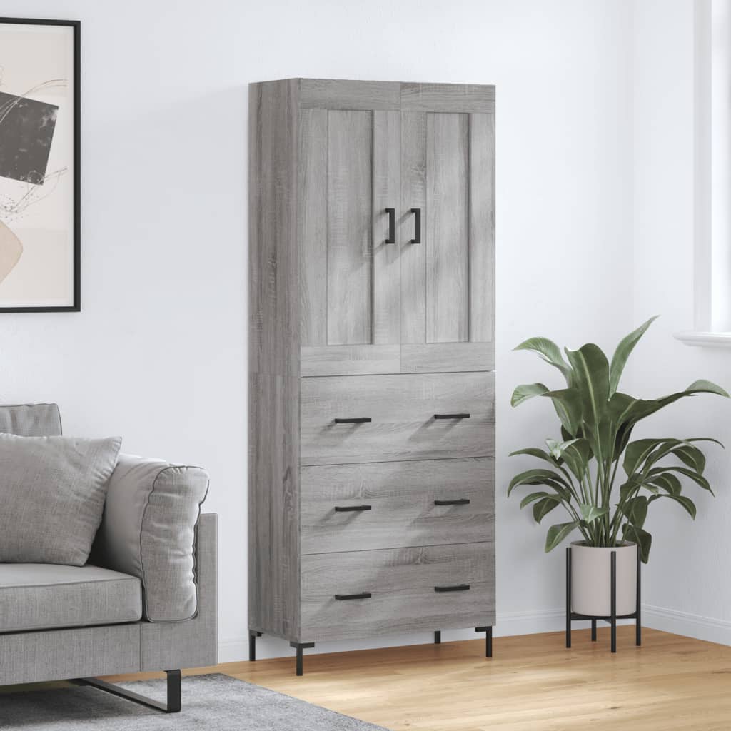 Credenza Grigio Sonoma 69,5x34x180 cm in Legno Multistrato - homemem39