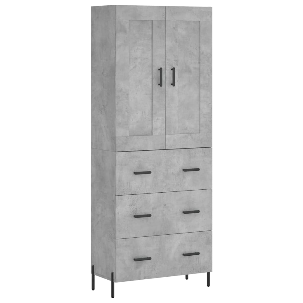 Credenza Grigio Cemento 69,5x34x180 cm in Legno Multistrato