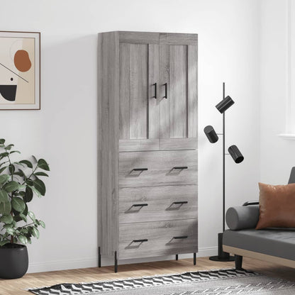 Credenza Grigio Sonoma 69,5x34x180 cm in Legno Multistrato