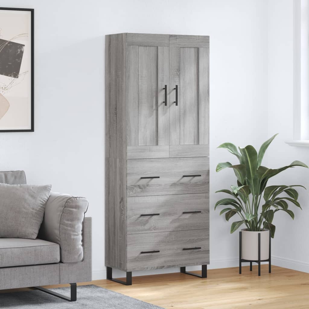 Sonoma Grey Sideboard 69,5x34x180 cm aus Mehrschichtholz