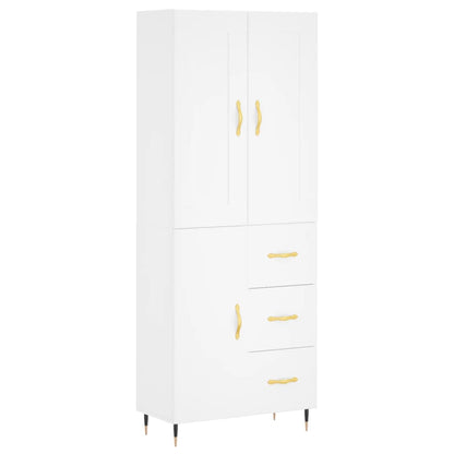 Credenza Bianca 69,5x34x180 cm in Legno Multistrato - homemem39