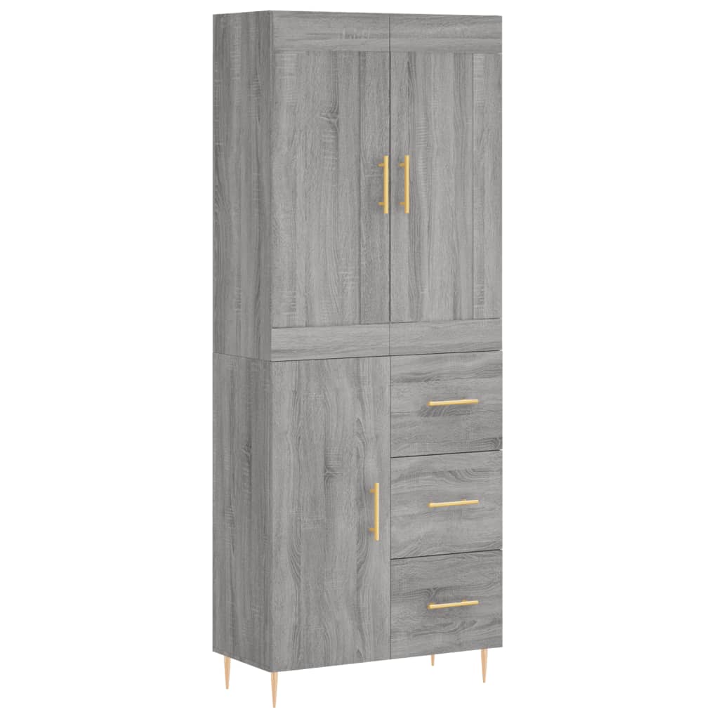 Credenza Grigio Sonoma 69,5x34x180 cm in Legno Multistrato