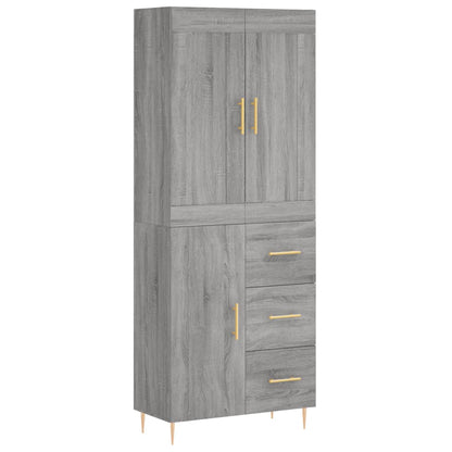 Credenza Grigio Sonoma 69,5x34x180 cm in Legno Multistrato