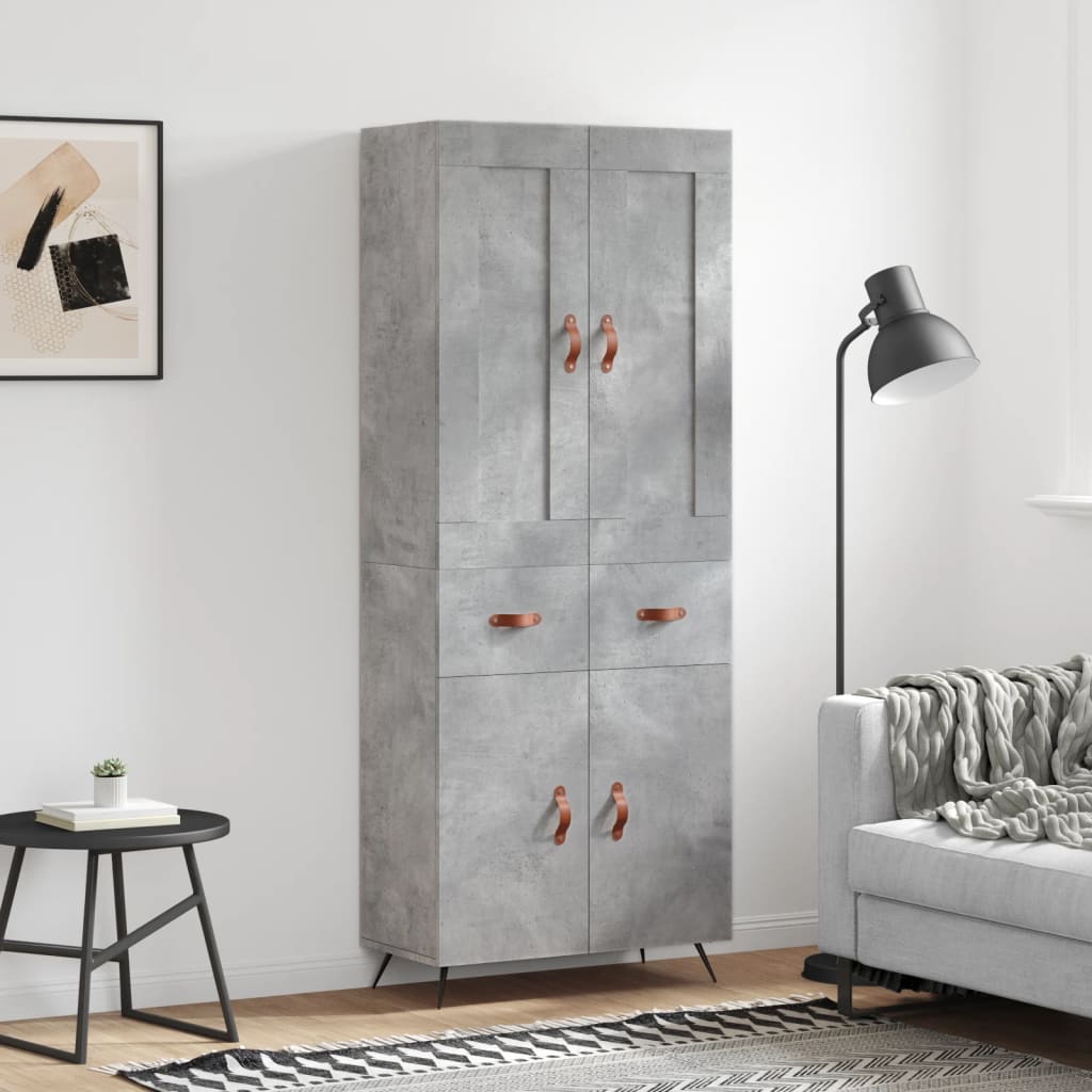 Credenza Grigio Cemento 69,5x34x180 cm in Legno Multistrato - homemem39