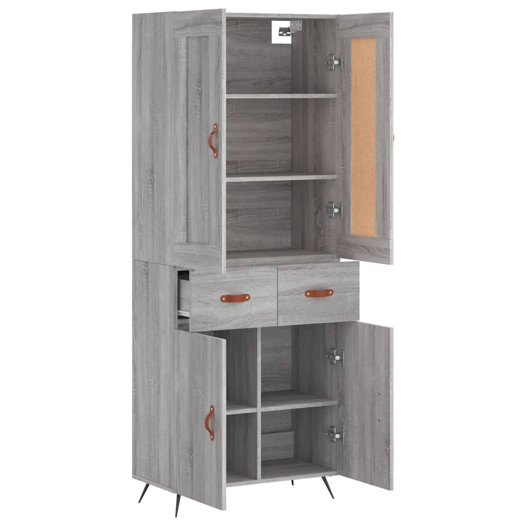 Credenza Grigio Sonoma 69,5x34x180 cm in Legno Multistrato | homemem39