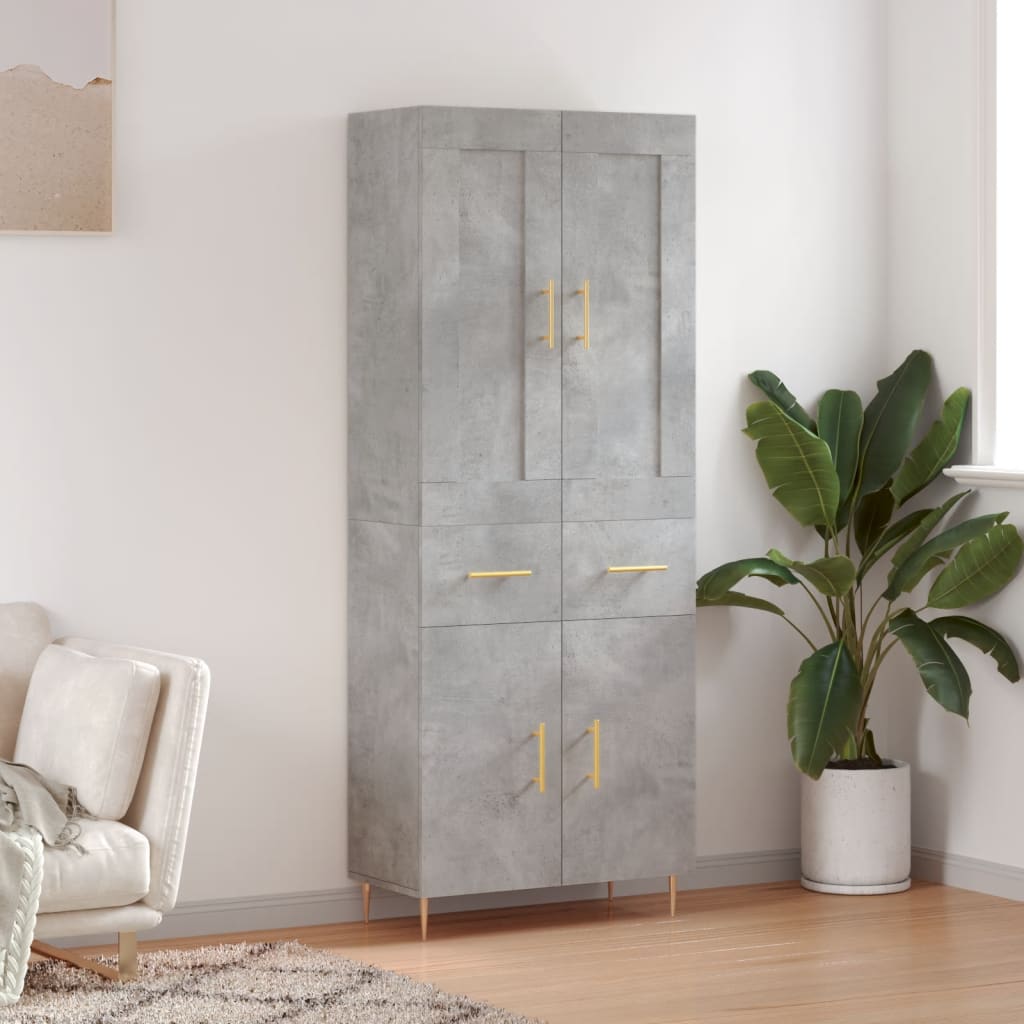 Credenza Grigio Cemento 69,5x34x180 cm in Legno Multistrato - homemem39