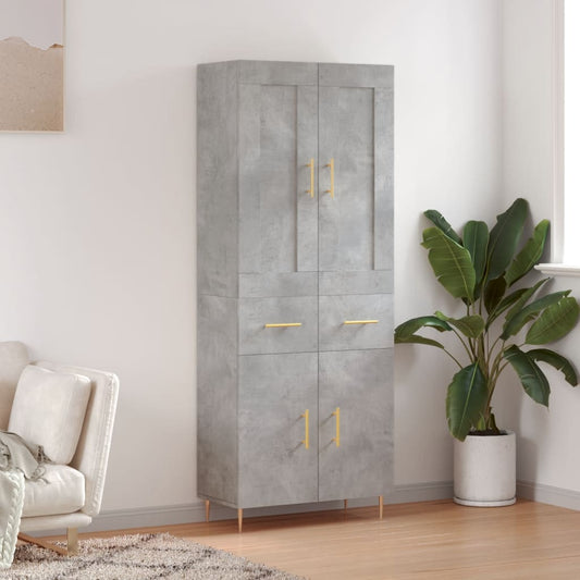 Credenza Grigio Cemento 69,5x34x180 cm in Legno Multistrato - homemem39