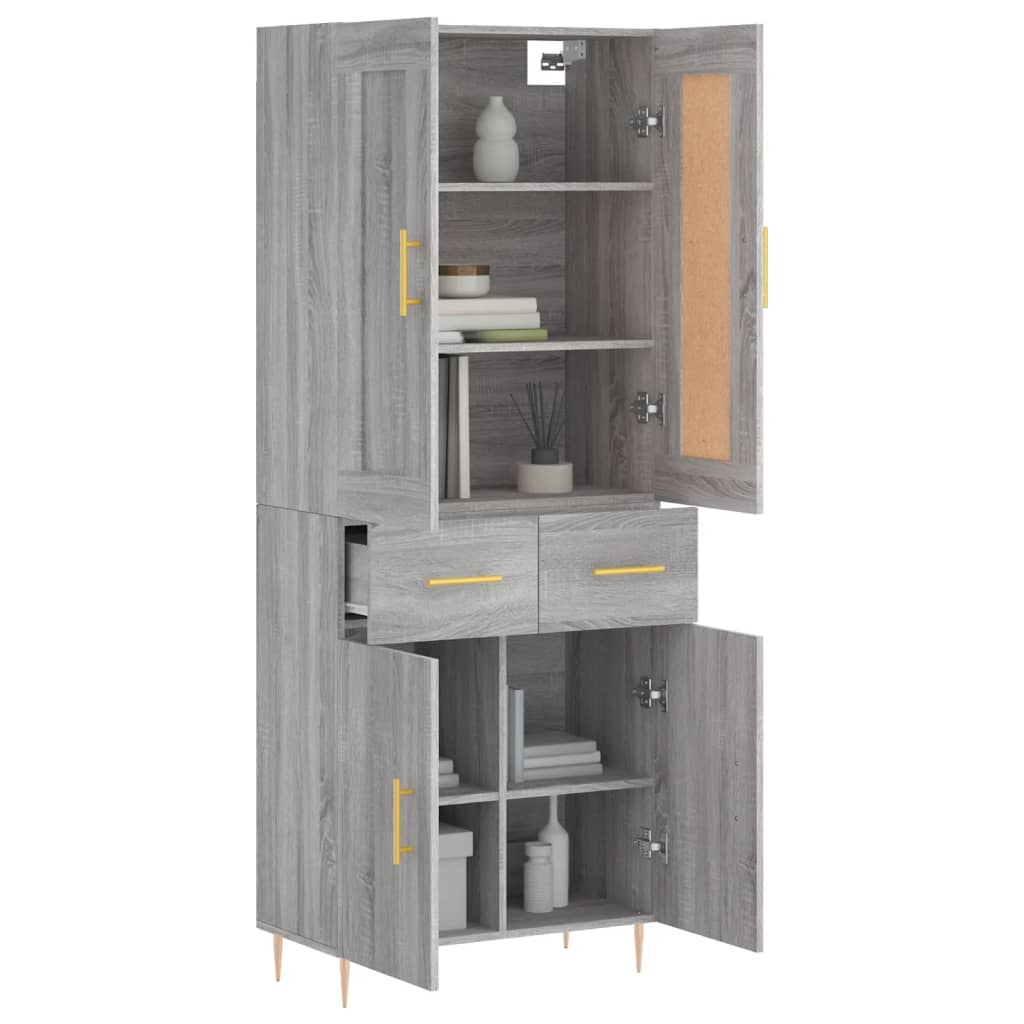 Credenza Grigio Sonoma 69,5x34x180 cm in Legno Multistrato | homemem39
