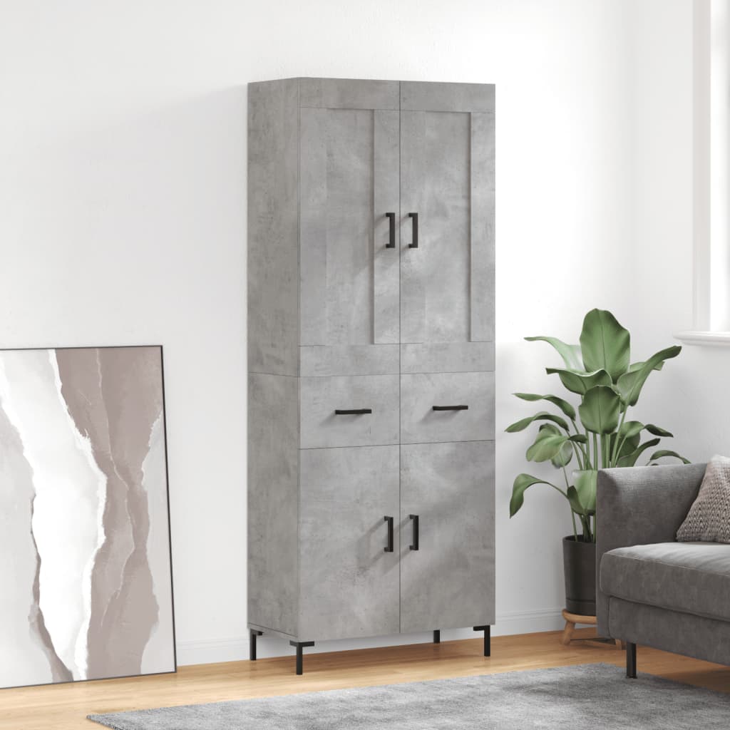 Credenza Grigio Cemento 69,5x34x180 cm in Legno Multistrato - homemem39