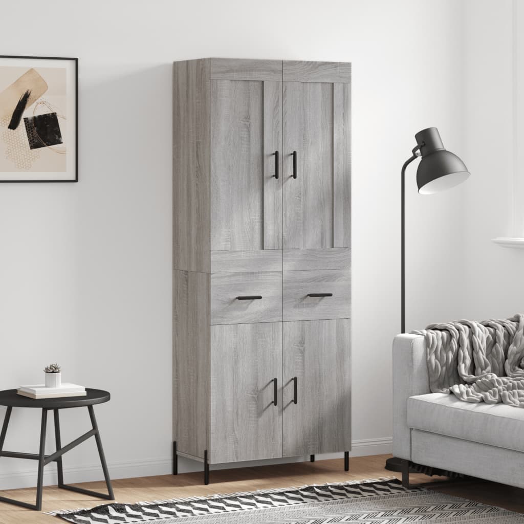Credenza Grigio Sonoma 69,5x34x180 cm in Legno Multistrato - homemem39