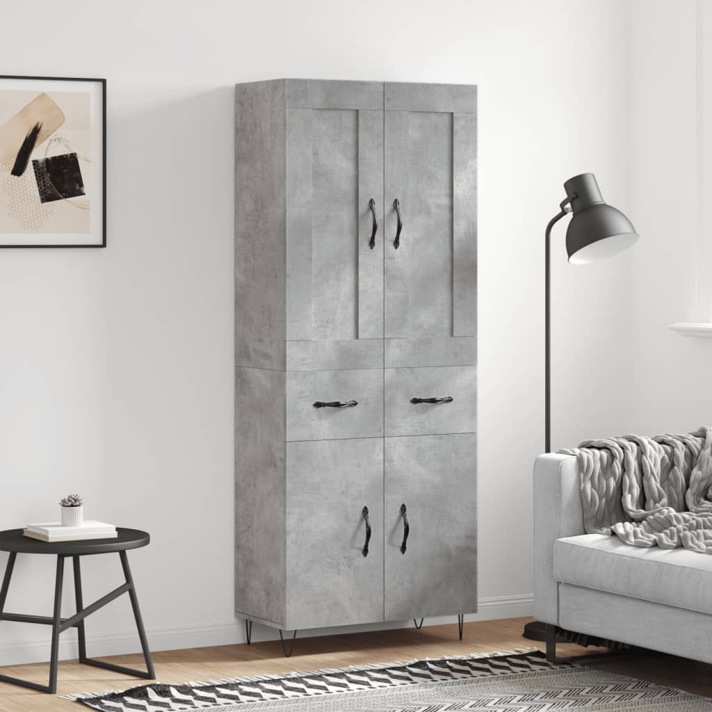 Credenza Grigio Cemento 69,5x34x180 cm in Legno Multistrato - homemem39