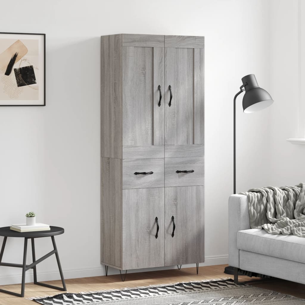 Credenza Grigio Sonoma 69,5x34x180 cm in Legno Multistrato - homemem39