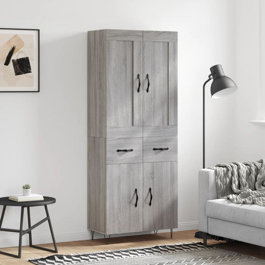 Credenza Grigio Sonoma 69,5x34x180 cm in Legno Multistrato - homemem39