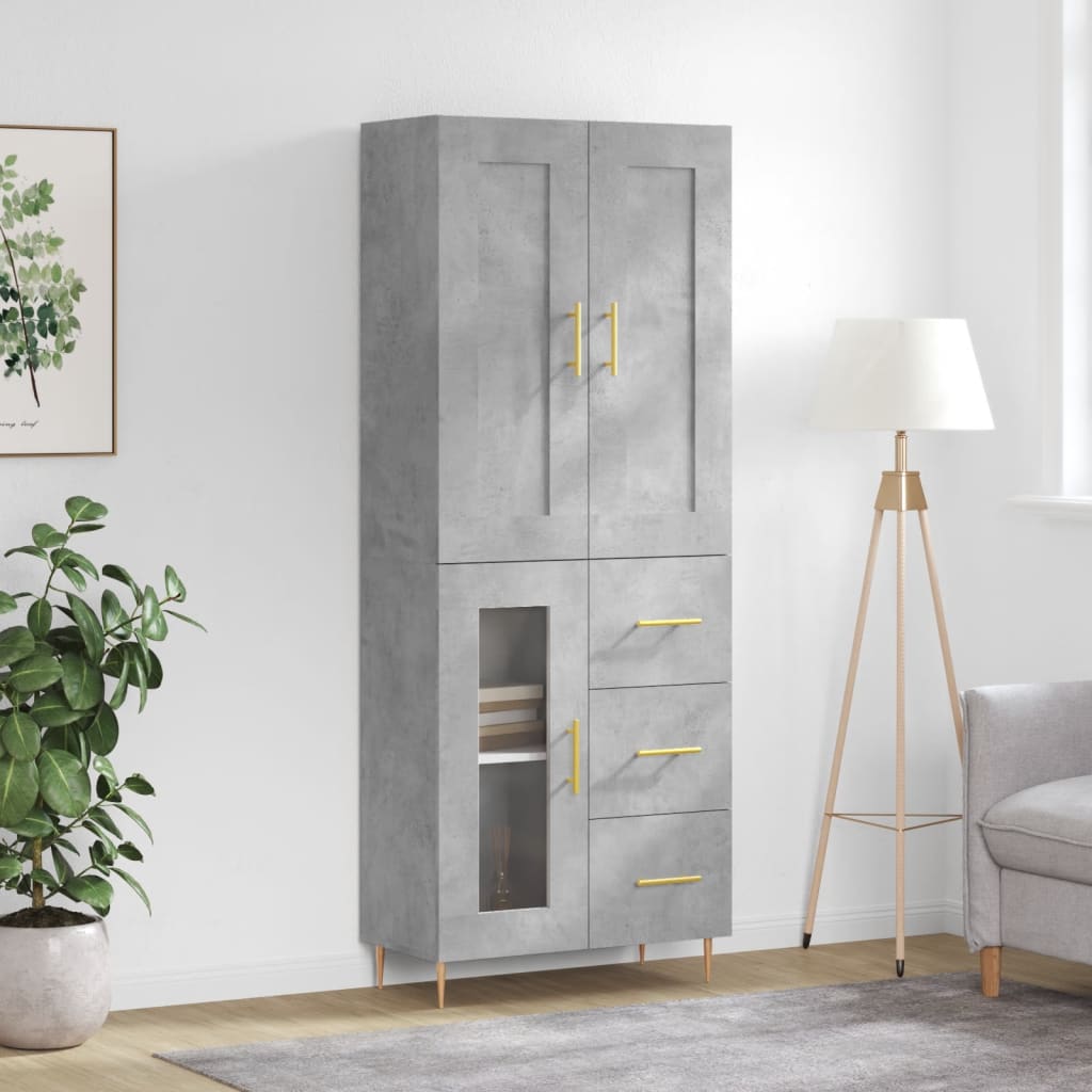 Credenza Grigio Cemento 69,5x34x180 cm in Legno Multistrato - homemem39