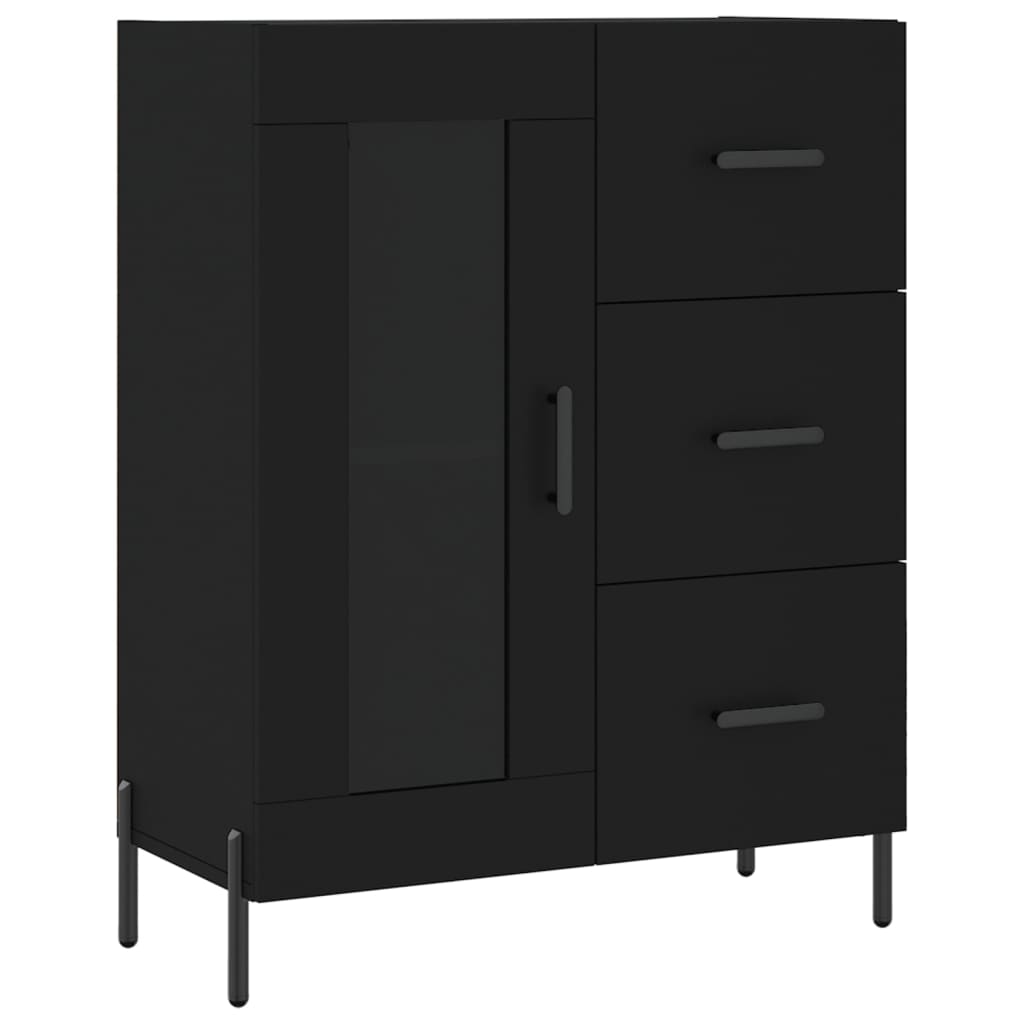 Black Sideboard 69.5x34x180 cm in Multilayer Wood